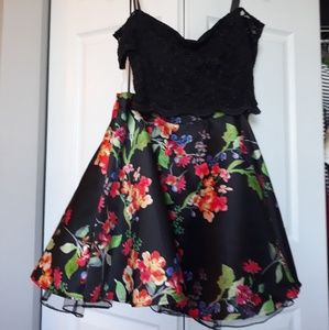 Two Piece Floral Homecoming Gown